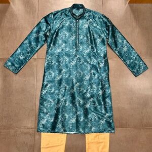 Indian Wedding Kurta Pajama Set - Premium Silk Brocade